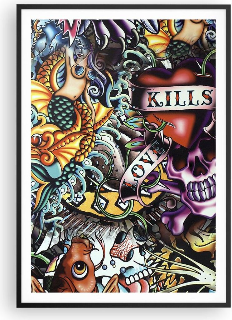 Gerahmtes Poster - Schwarzer Rahmen - Graffiti modern - 70x100 cm - Wand Bild - Wanddeko - Wandbilder - Kunstposter - Wandposter - Bilderrahmen - B...