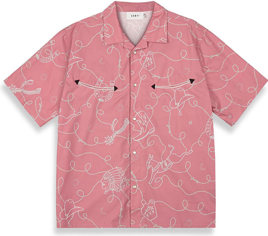 Grimey Lone Hand Button Up Kurzarmhemd Rosa M Mann Rosa M