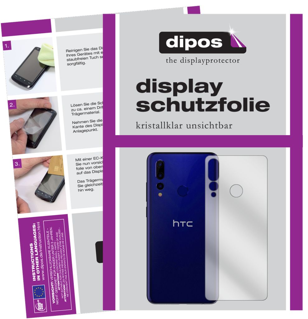 6x Schutzfolie für HTC Wildfire X Rückseite klar Displayschutzfolie Folie Display Schutz dipos