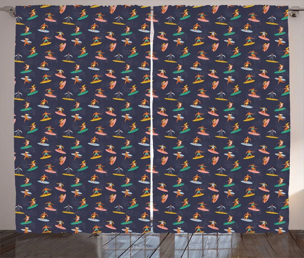 Rideau Décoratif Surf Indigo pour Salon et Chambre 280 x 225 cm