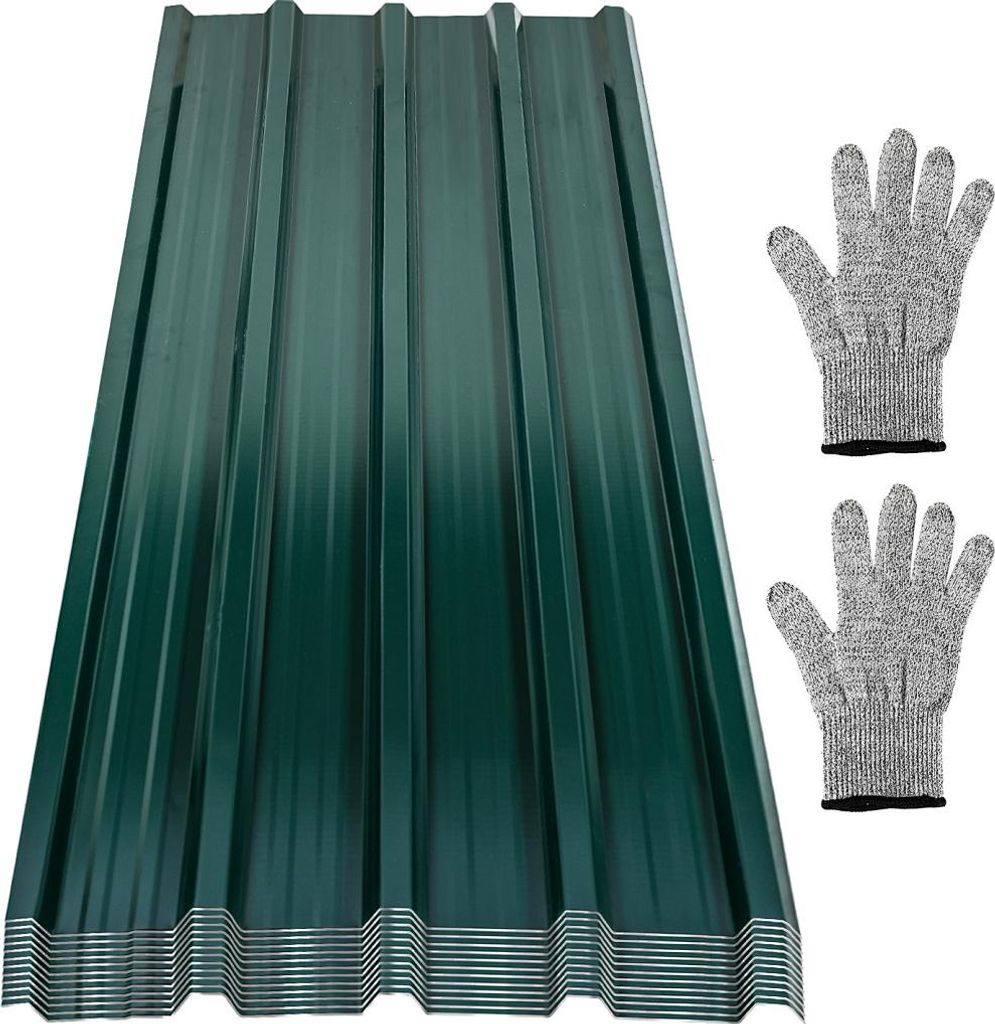 Izrielar 36x Profilblech Trapezblech Dachblech, Verzinktes Stahlblech - Wellenprofil in Grün, Stahl Außenbereich Dachplatten, für Dächer, Carports