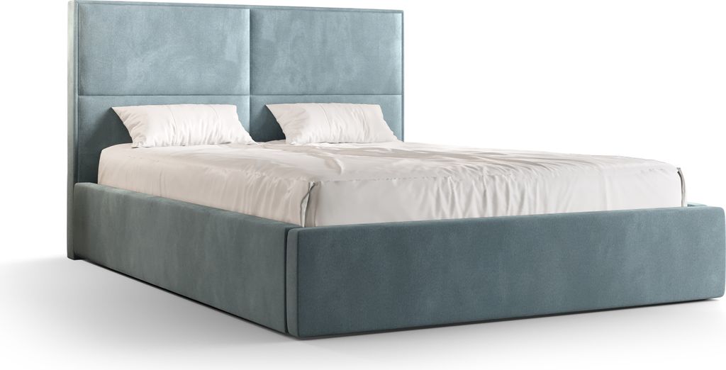Roe Furniture | Boxspringbett - APOLLO - 160x200 cm - Hellblau - mit Bettgestell und Bettkasten - Tagesbett - Polsterbetten - Bett Schlafzimmer