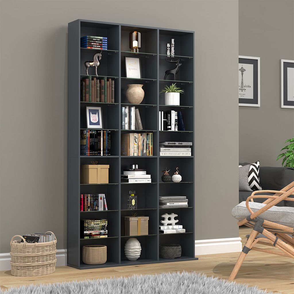 VCM Holz CD DVD Standregal Bücherregal Raumteiler Deko Regal Glas Zilas XL
