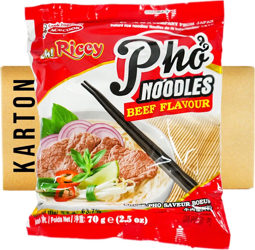 Acecook Instant Reisnudeln mit Rindgeschmack Pho Bo 24x70g