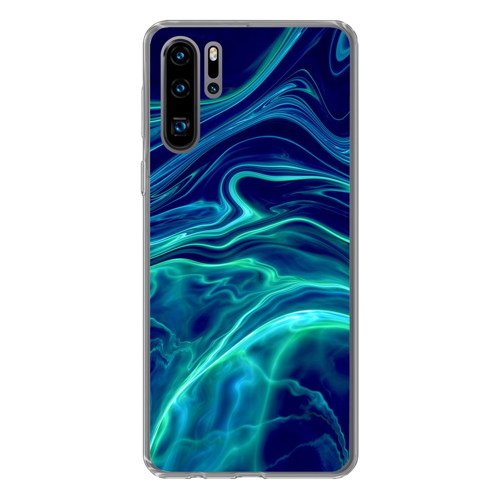 MuchoWow Handyhülle Schutzhülle Hülle für Huawei P30 Pro Abstrakt - Wellen - Design Silikon Softcase Handy Hülle - Schutzdeckel
