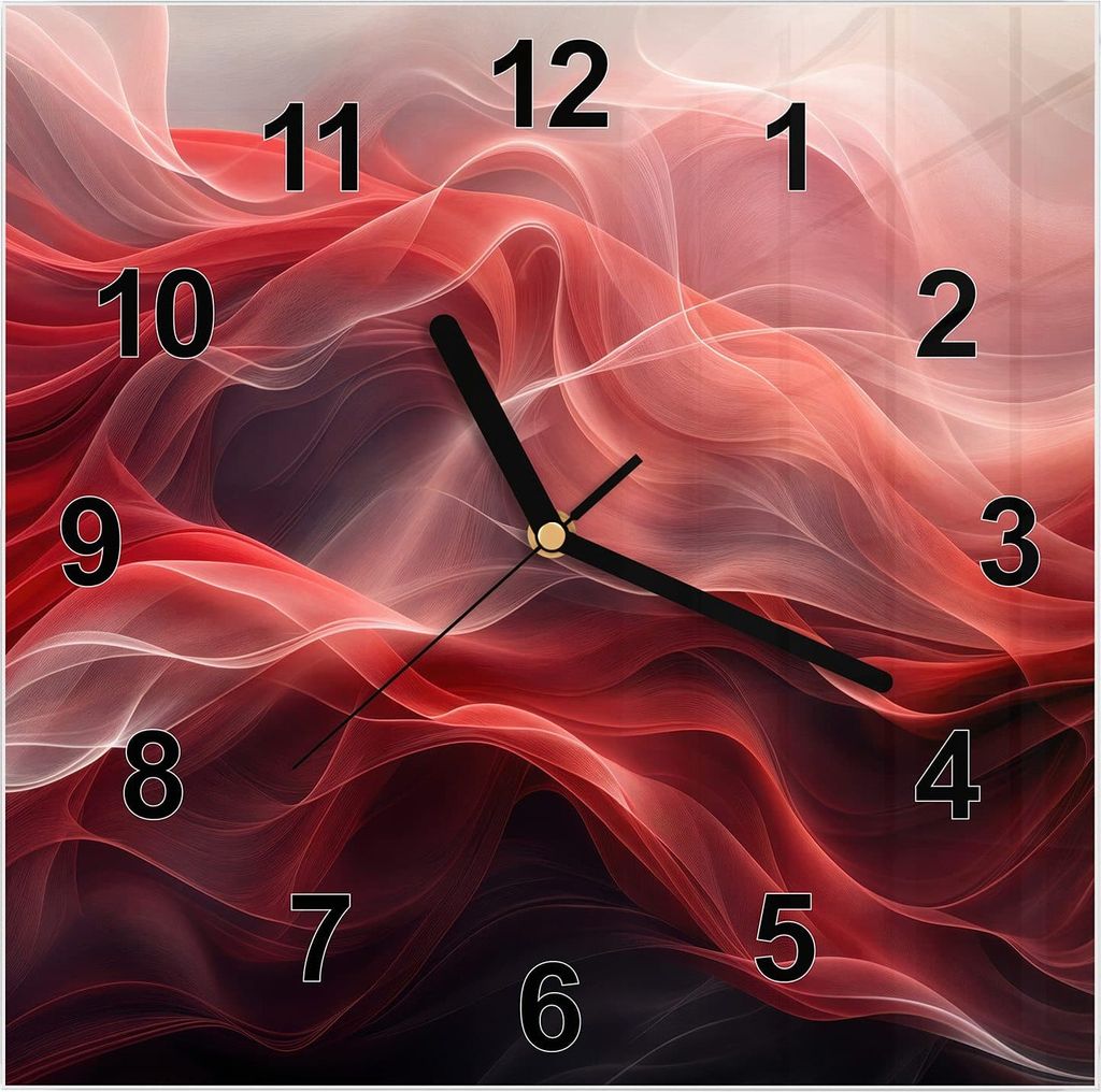 Wanduhr aus Glas mit Motiv Abstrakte Wellen- 30 x 30 cm - inkl. Aufhängesystem
