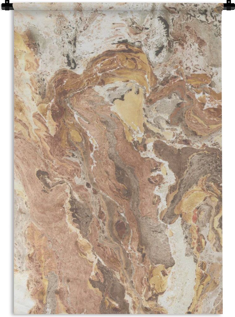 MuchoWow Wandteppich Wandbehang Braun - Granit - Kristalle 60x90 cm Tapisserie Dekoration Wandtuch - Foto-Teppich - Abwaschbar