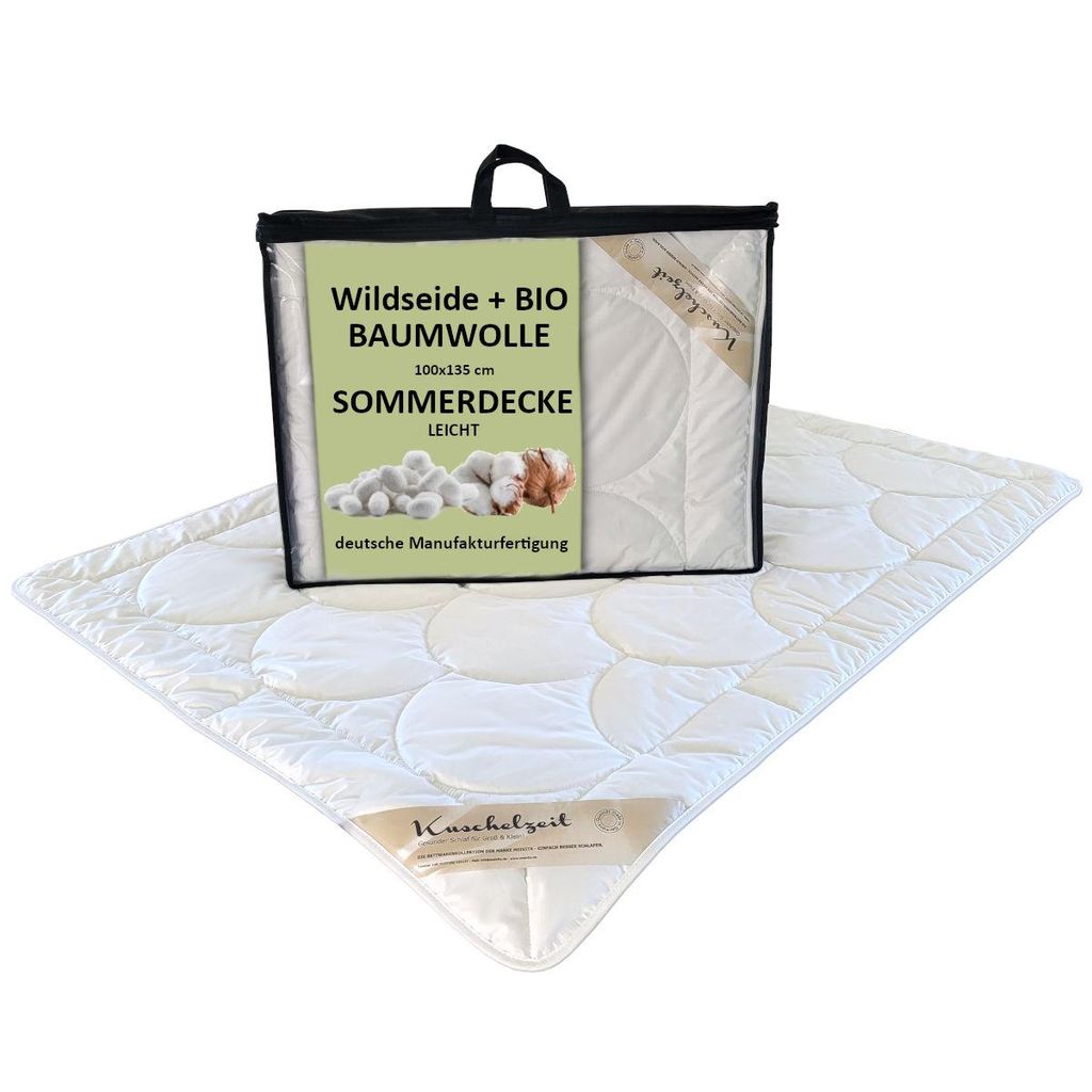 Wildseide leichte Kinder Sommerdecke 100x135 cm 60% Seide / 40% Baumwolle (Bio) waschbar
