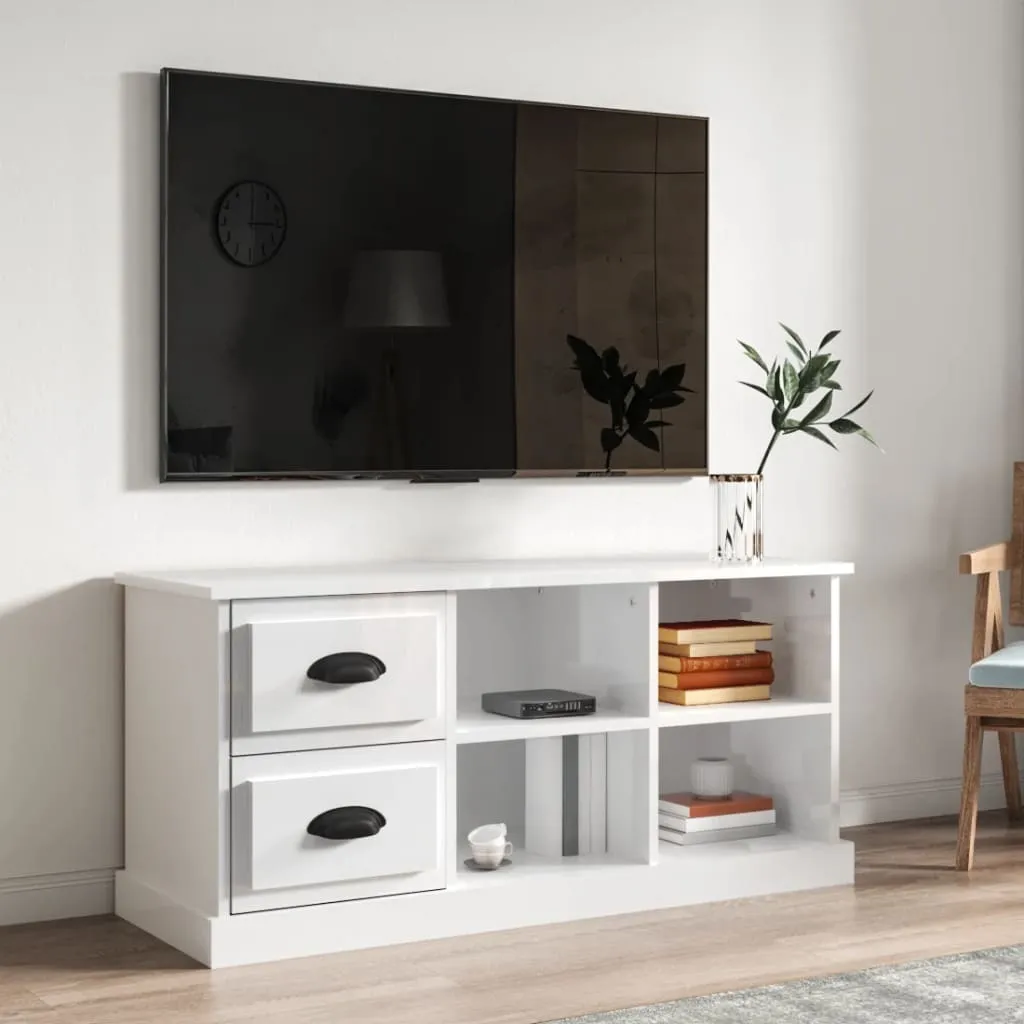 Mobile TV Maison Exclusive 102cm Materiale Ligneo Bianco Lucido Resistente