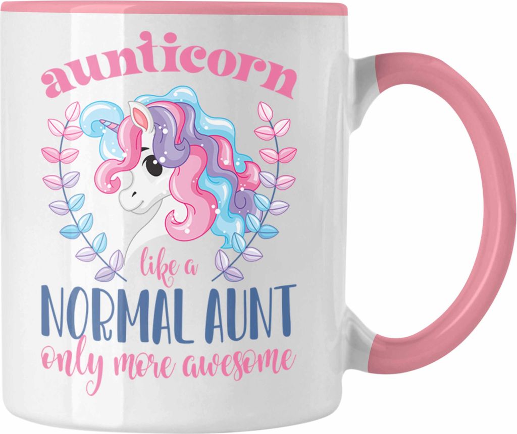 Trendation - Aunitcorn Tasse Geschenk für Beste Tante Kaffeetasse Geschenkidee Tante Geburtstag Lustig (Rosa)