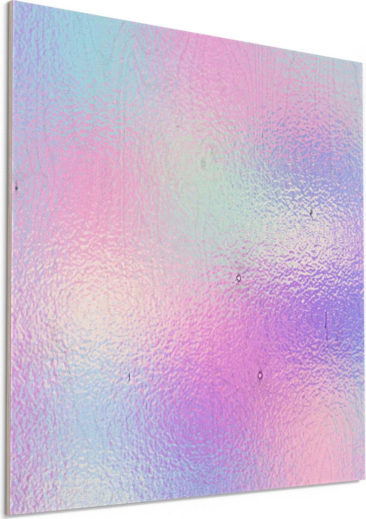 DEQORI Holzbild 50x50 cm 'Milchglas vor Pastell' Bild auf Holz Wandbild Kunstdruck