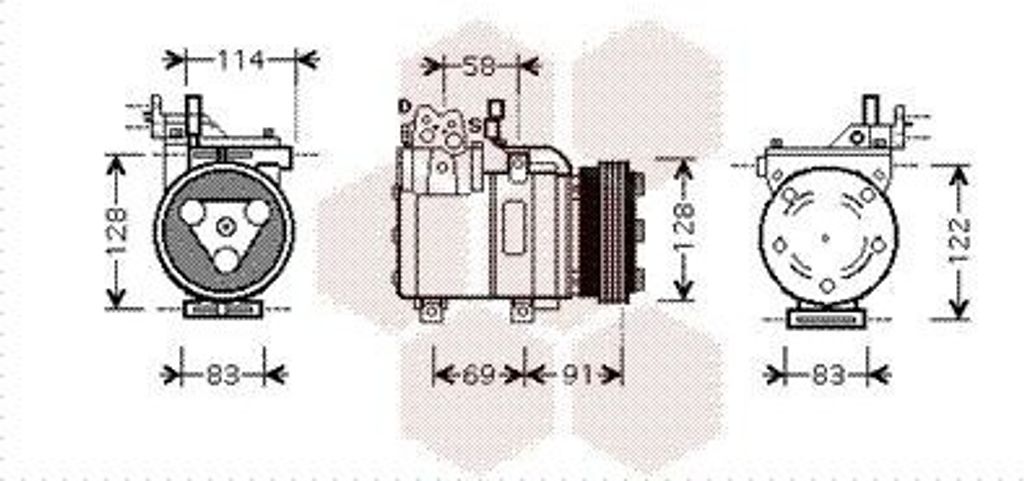 VAN WEZEL 8200K196 - OE 97701 2C000 Klimakompressor für Coupe (GK), Elantra (XD), Matrix (FC)