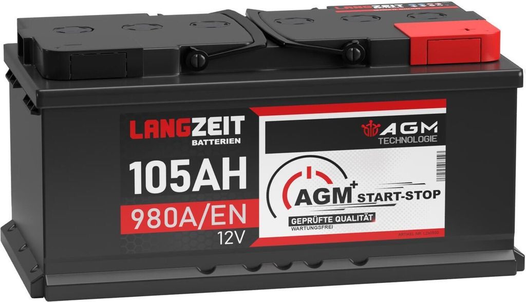 AGM Batterie 105Ah 12V Autobatterie Start Stop