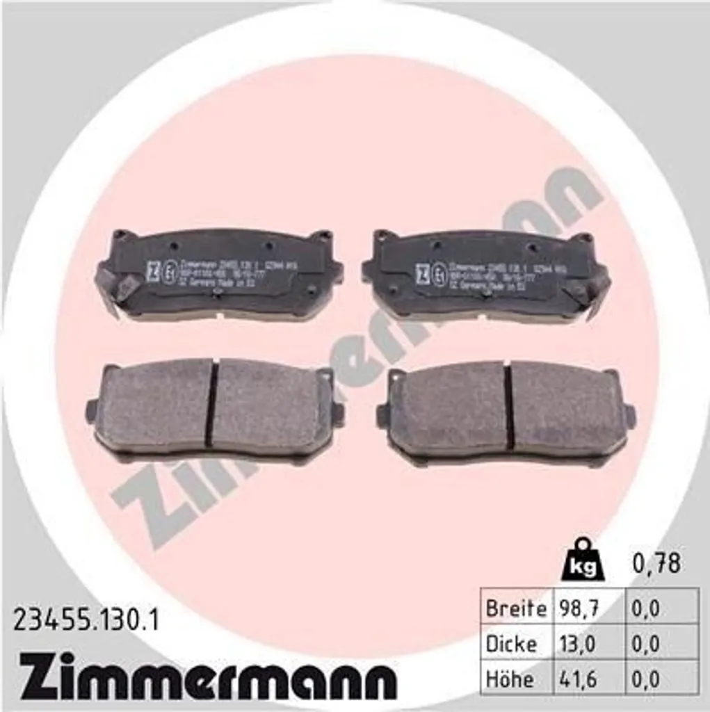 Plaquettes de frein Zimmermann 23455.130.1 avec traitement anti-bruit