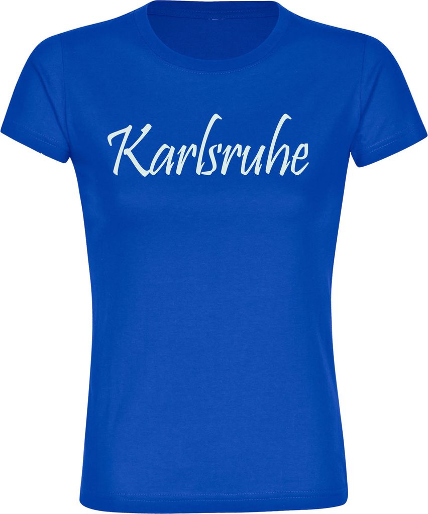 multifanshop Damen T-Shirt - Karlsruhe - Schriftzug, blau, Größe M