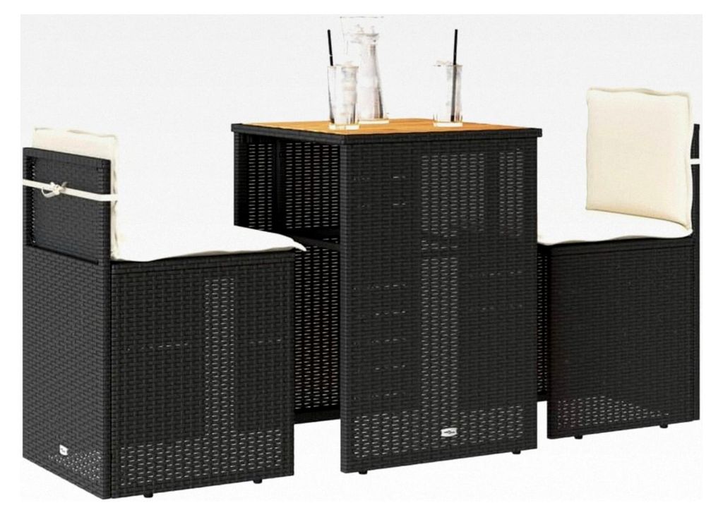 Balkonmöbel Set mit 1 Tisch und 2 Stühlen, Sitzgarnitur für Balkon und Garten, Polyrattan Möbel Set, Balkon Sitzgruppe für bis zu 2 Personen, ...