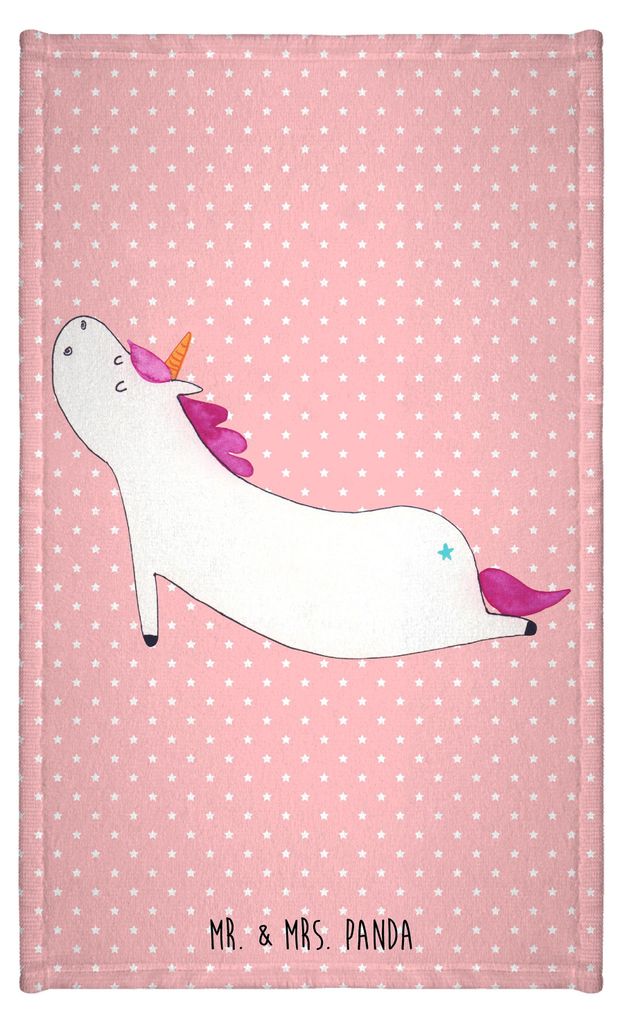 Mr. & Mrs. Panda Handtuch Einhorn Yoga - Rot Pastell - Geschenk, Frotteehandtuch, Entspannung, Namaste, Design, gäste wc, Klein, Unicorn, Sport, G...