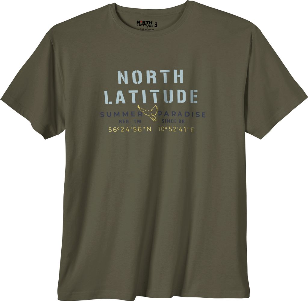 North Latitude XXL T-Shirt oliv Logoprint, Größe:8XL