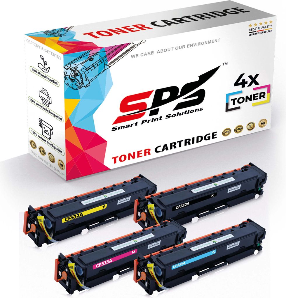 4er Multipack Set Kompatibel für HP Color Laserjet CP2020D Drucker Toners HP 304A CC530A Schwarz, CC531A Cyan, CC532A Gelb, CC533A Magenta
