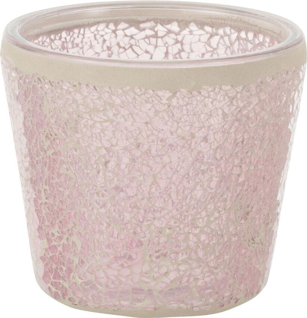 J-Line J-Line Teelichthalter Mosaik Kegel - Glas - Rosa - Ø 13.5 Cm