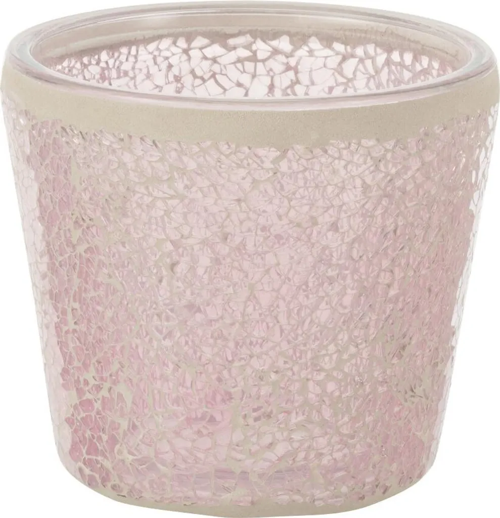 Porte-bougie Stable en Verre Rose - Finie la Déco Terne - J-Line 13,5cm