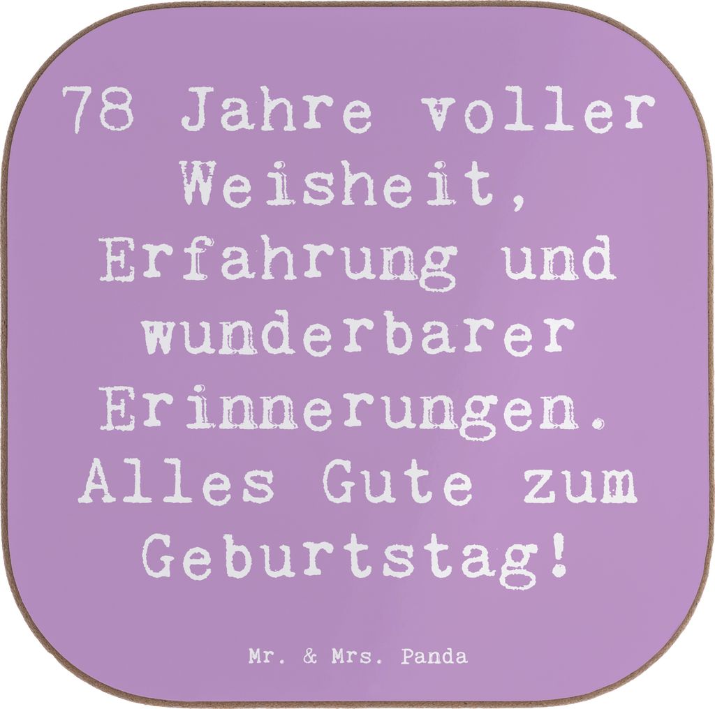 Mr. & Mrs. Panda Tischuntersetzer Spruch 78. Geburtstag - Lavendeltraum - Geschenk, Untersetzer für Gläser, gläseruntersetzer, Tischschoner, All...