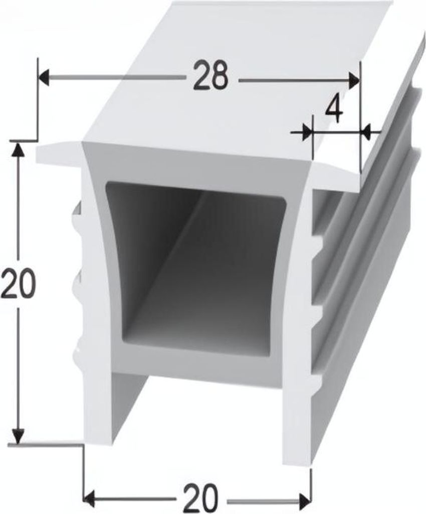LED Neon Tube 20×20 mm – Silikonhülle zum Einbauen für LED-Streifen