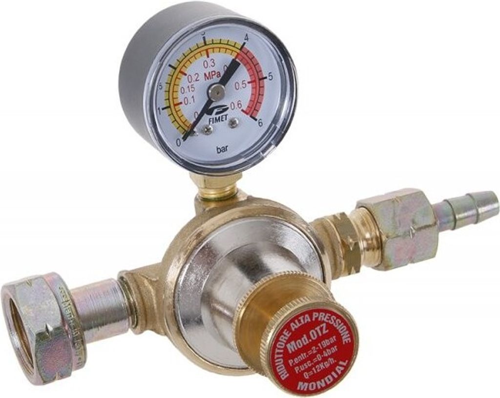 Gasdruckregler 0,5-4bar Manometer einstellbar, geeignet für Gasbrenner, W21,8