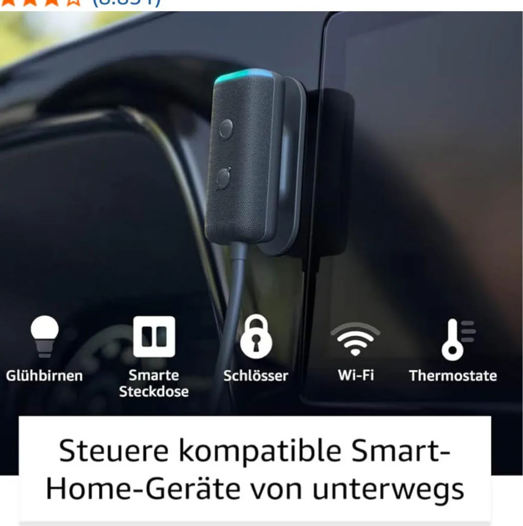 Amazon Echo Auto 2ème génération - Assistant Alexa Noir pour Voiture