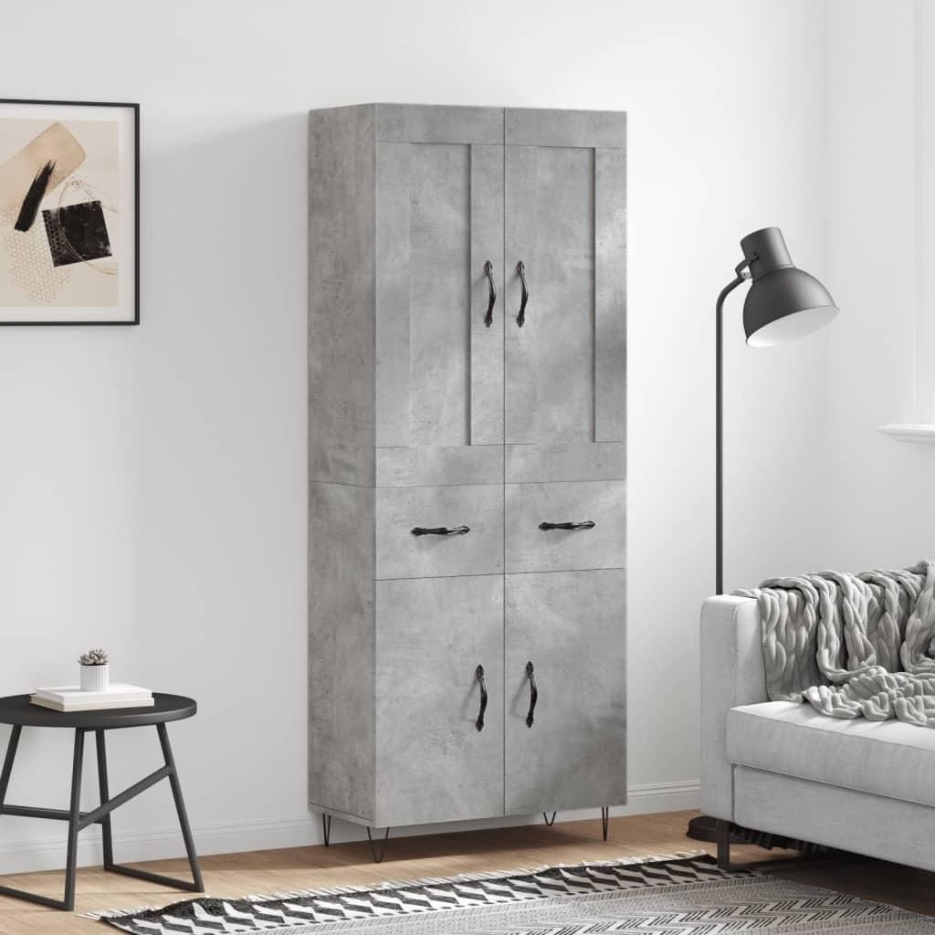 vidaXL Highboard Betongrau 69,5x34x180 cm Holzwerkstoff