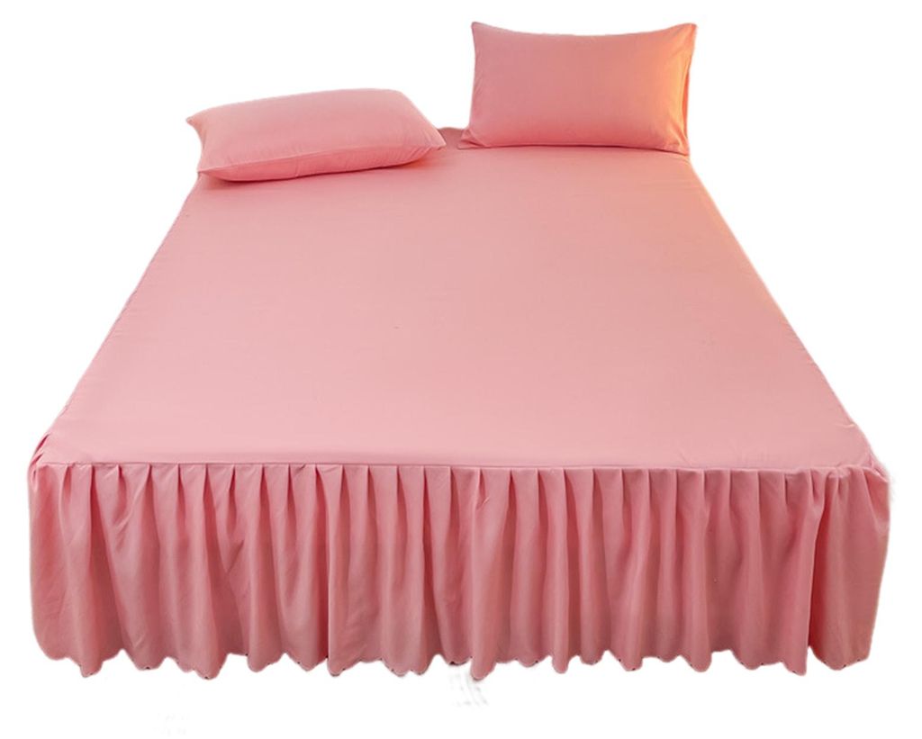 Rüschenbettrock in Kingsize und Queensize mit Plattform, knitterfrei, farbecht, für Schlafzimmer, Hotelzimmer, Damen und Herren