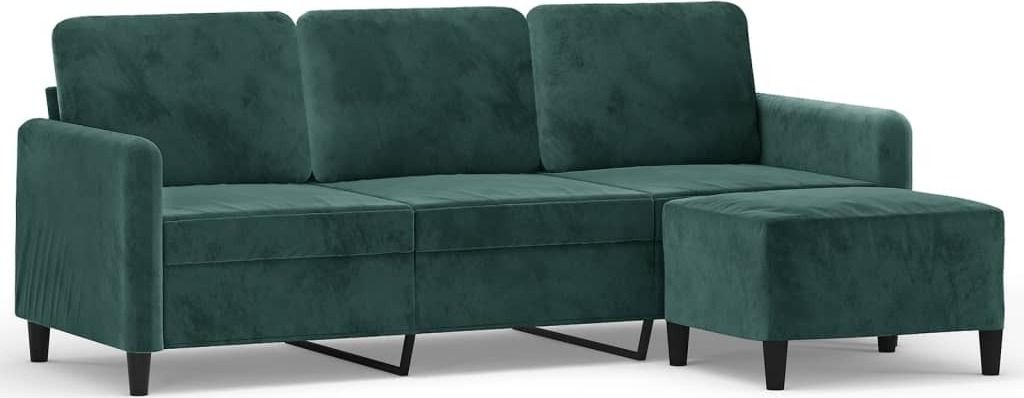 vidaXL 3-Sitzer-Sofa mit Hocker Dunkelgrün 180 cm Samt