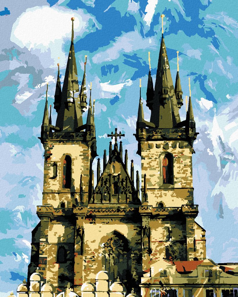 Zuty - Malen nach Zahlen - DIE KATHEDRALE DER TYNEKIRCHE PRAG, 40x50 cm, ohne Keilrahmen