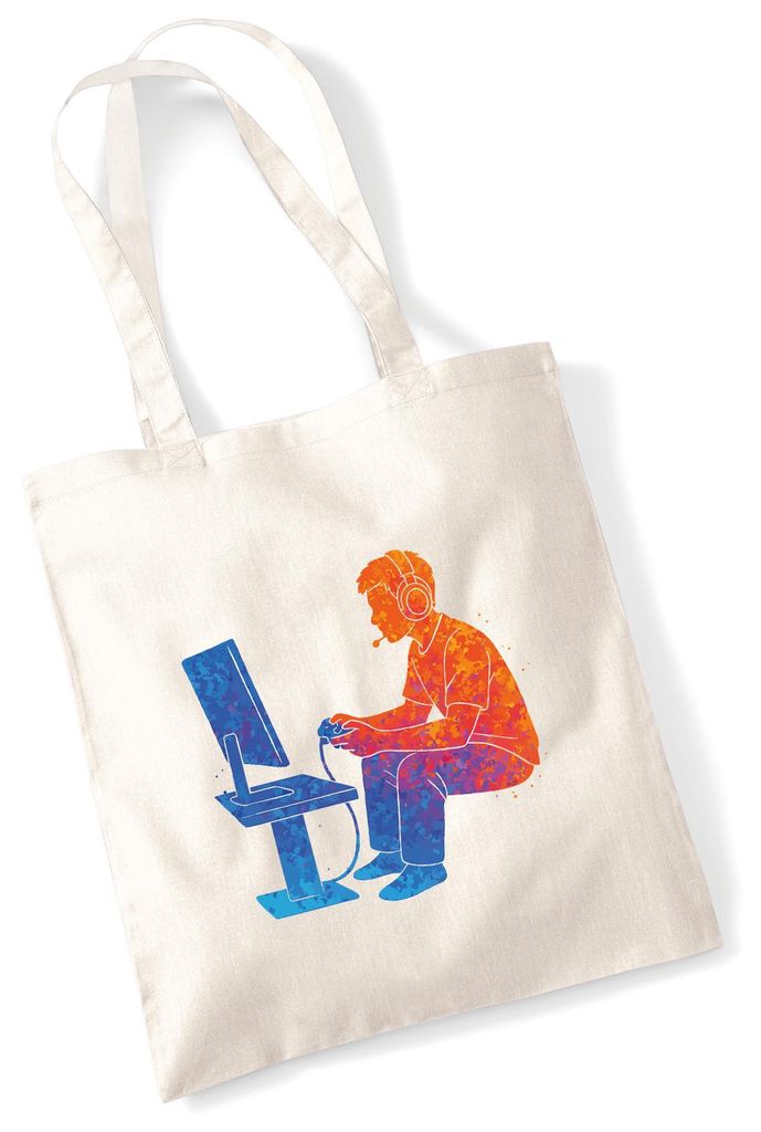 Huuraa Jutebeutel Gaming bunte Silhouette 10 Liter Natural Baumwolle Tasche Geschenkidee