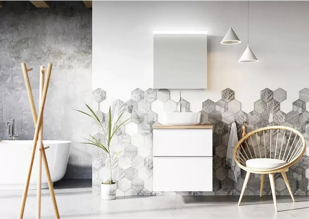 Miroir Look LED 60 cm - Éclairage intégré et tablette design pour vasque