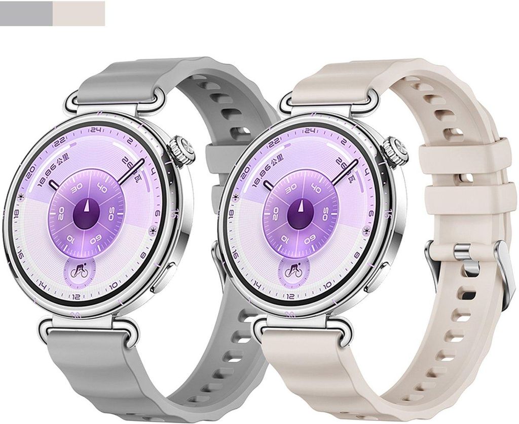 FFO2World 2er-Pack 18-mm-Silikonarmbänder für Garmin Vivoactive Venu Forerunner 41 mm und Huawei Watch GT4/5/6 41 mm – Sternenlicht/Grau
