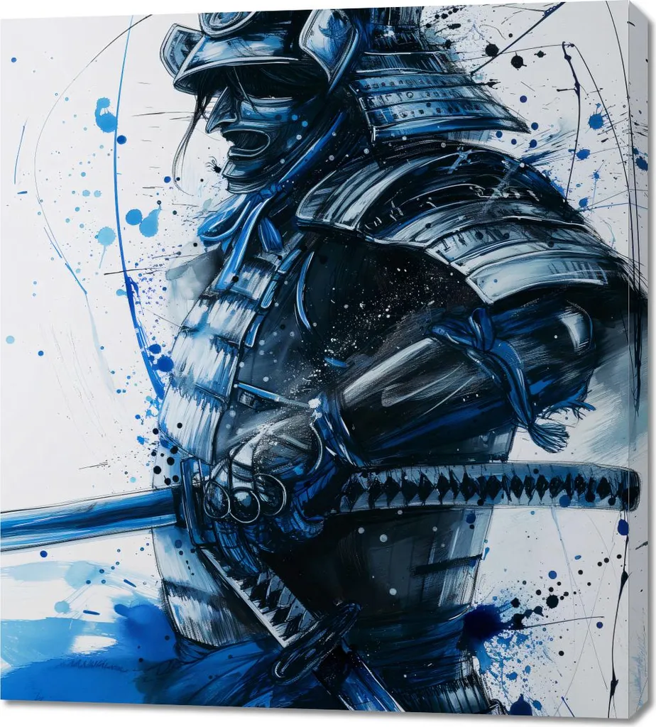 Quadro 90x100 cm Samurai in blu