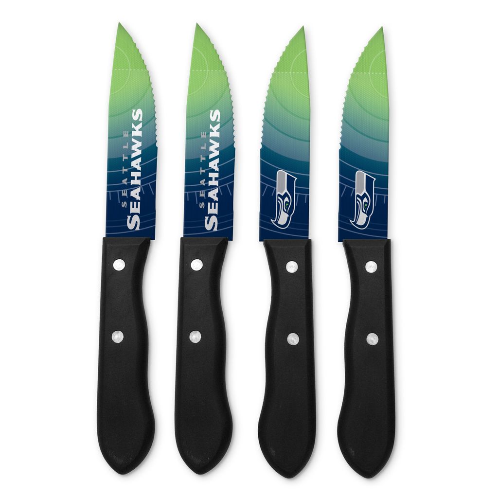NFL Seattle Seahawks Steakmesser 4-teilig Set Football Messer Set Barbecue