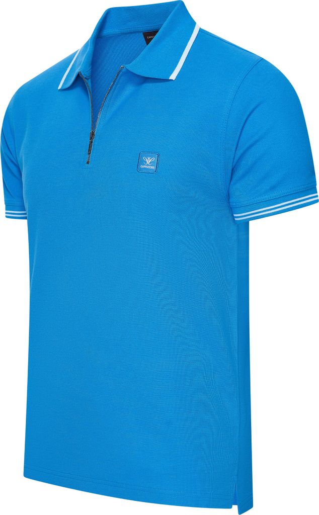 Cappuccino Italia Polo Zip Polo Torino Blau - Große XXL