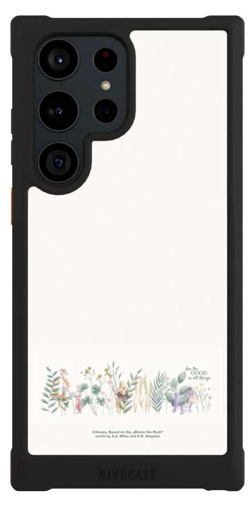 NIVOCASE Hülle für Samsung Galaxy S23 Ultra Stoßfeste Handyhülle NIVOmax Case Schwarz Disney Winnie Puuh Eukalyptus