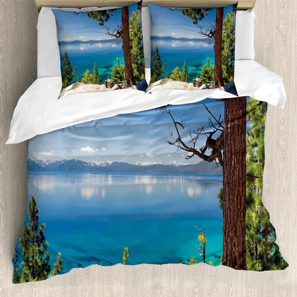 ABAKUHAUS Copripiumino Paesaggio Lago: Arredo Camera 155x220 cm