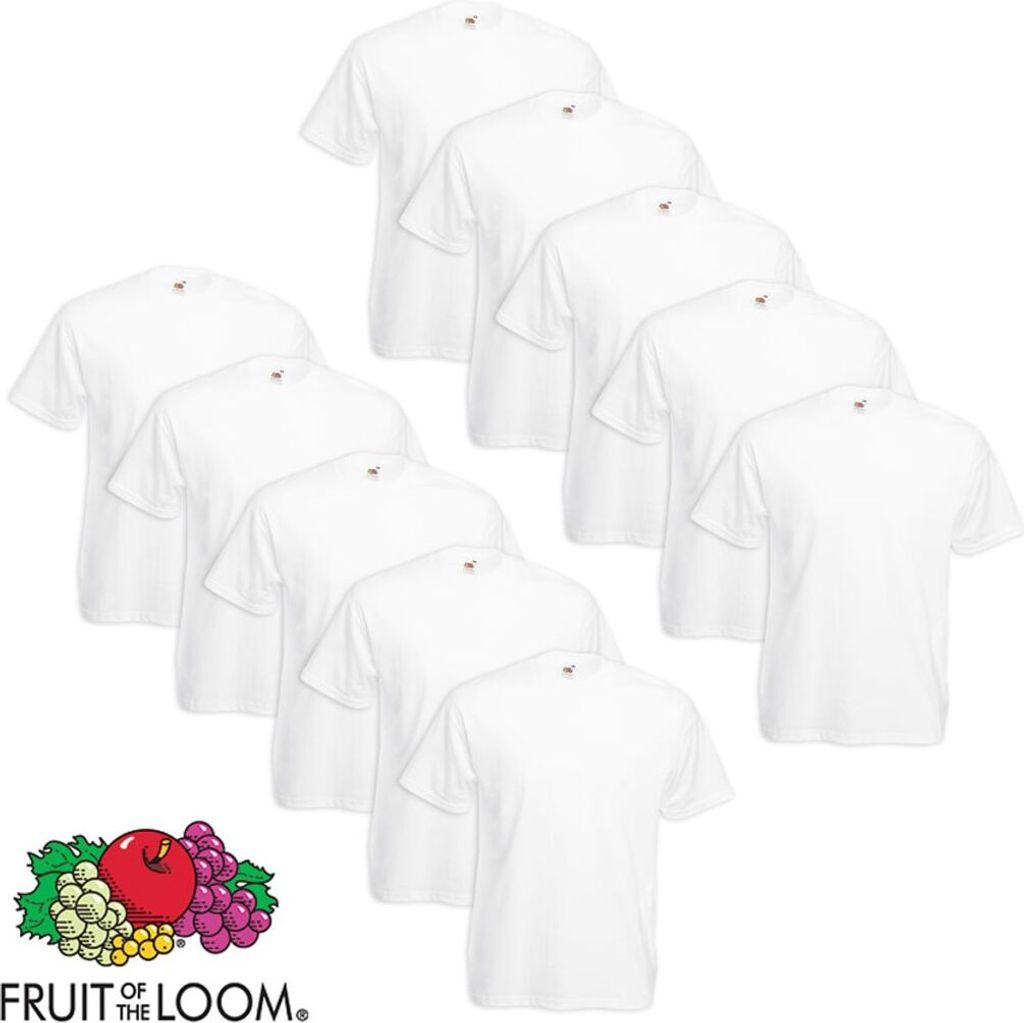 Fruit of the Loom Große Größe Valueweight T-Shirt 10 Stk. Weiß 3XL