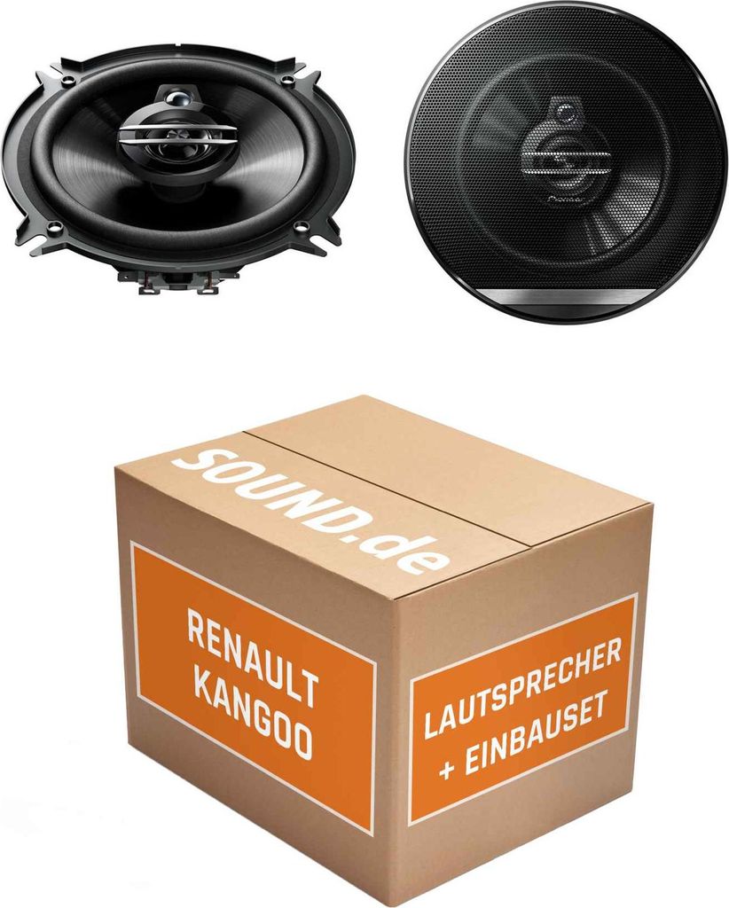 Lautsprecher Boxen Einbaupaket vorne Pioneer TS-G1330F passend für Renault Kangoo Typ W | 2x Tief-Mitteltöner mit integriertem Hochtöner 250W MAX
