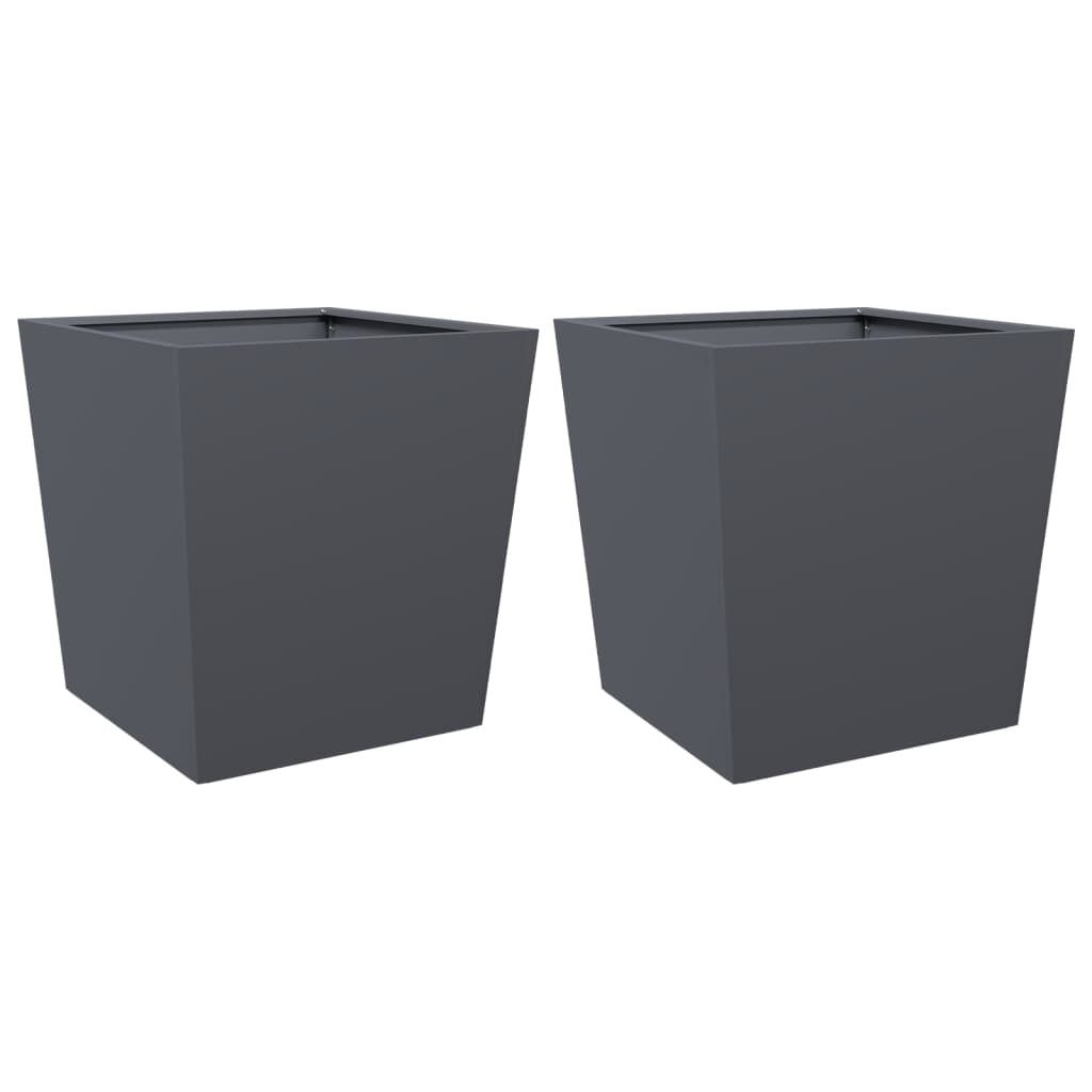 vidaXL Bac à plantes 2 pcs. Anthracite 50x50x50 Acier Image du produit 