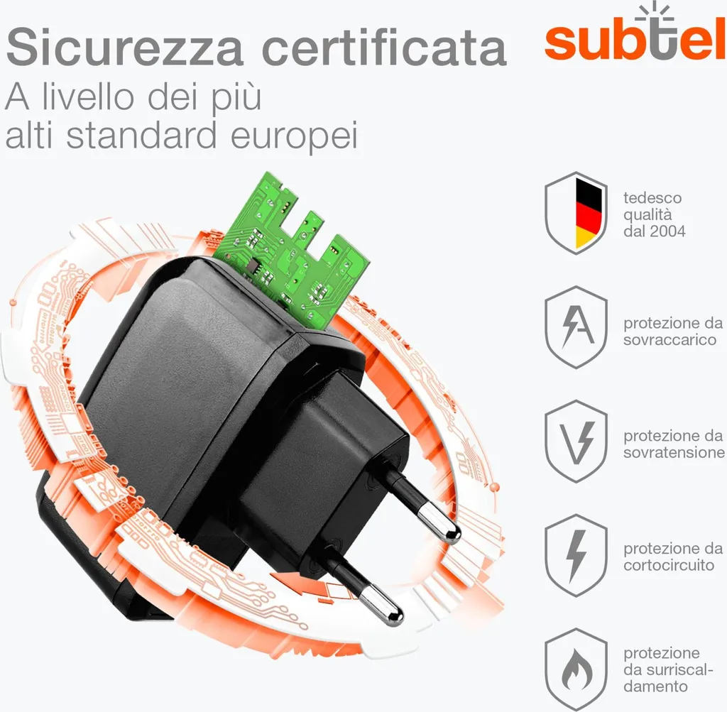 Alimentatore Ricambio Tablet 5V 2A Subtel: Caricatore 10W Micro USB - 5
