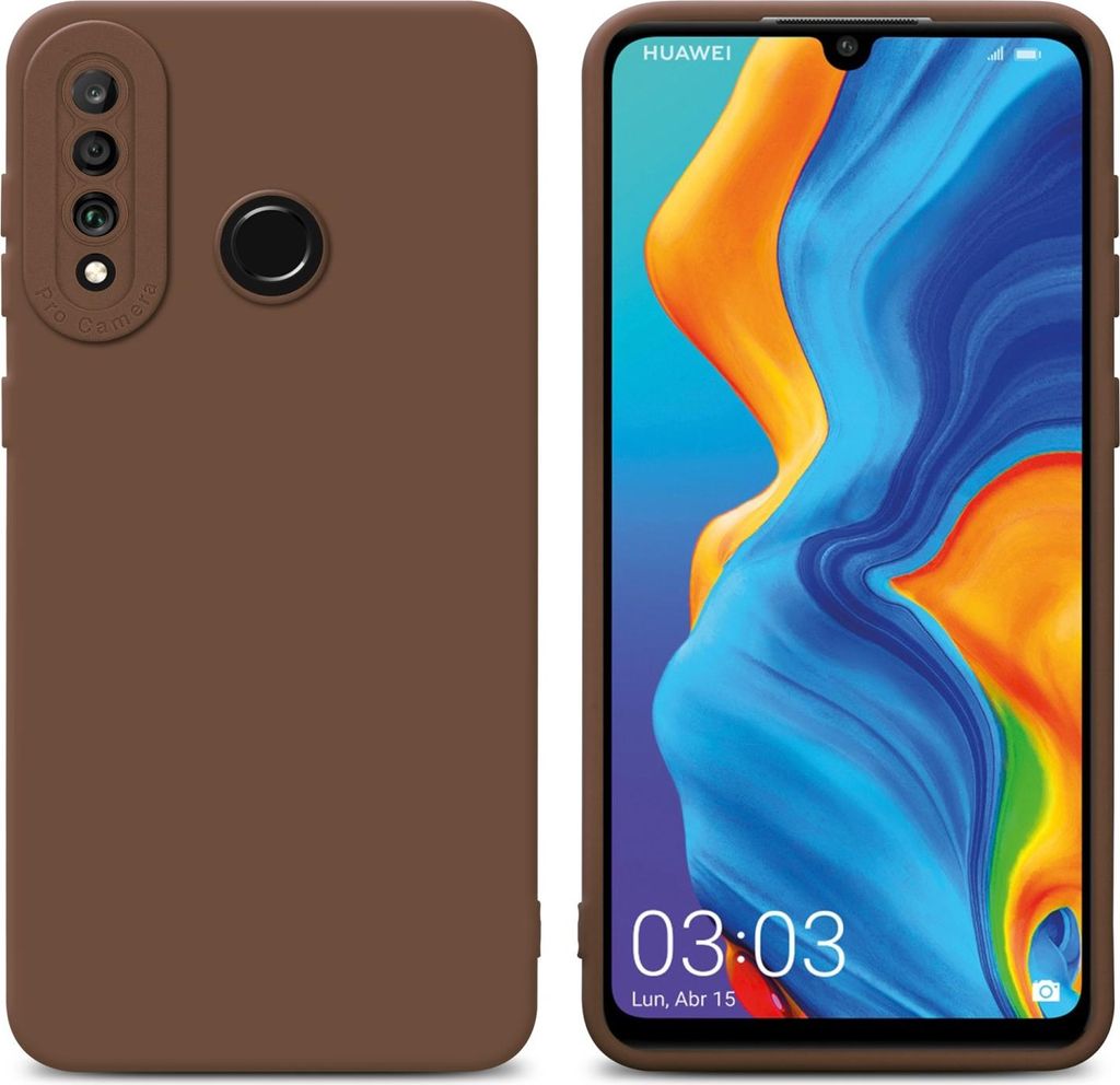 Cadorabo Hülle für Huawei P30 LITE Schutz Hülle in Braun TPU Silikon Etui Case Handyhülle