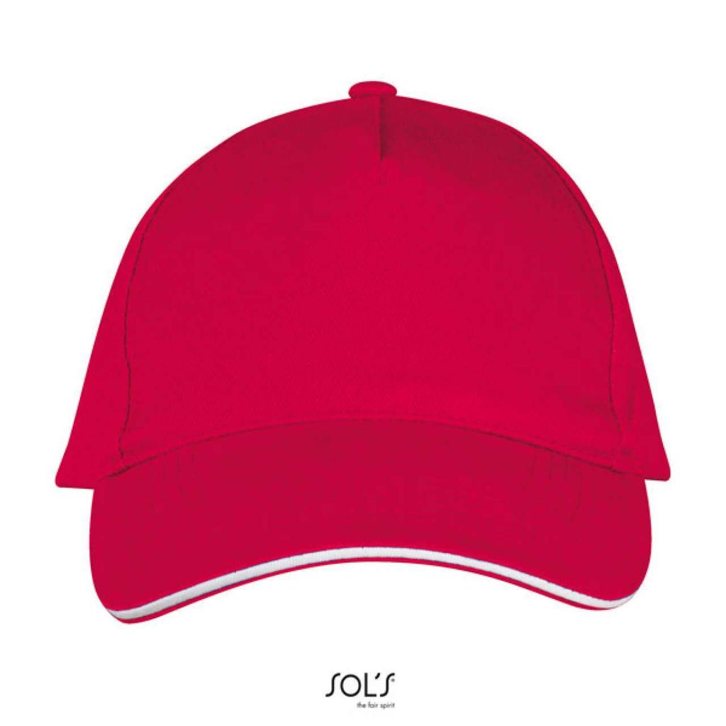 SOLs 00594 | Five Panels Cap Long Beach / Verstellbarer Metallverschluss - Farbe: Red/White - Größe: One Size