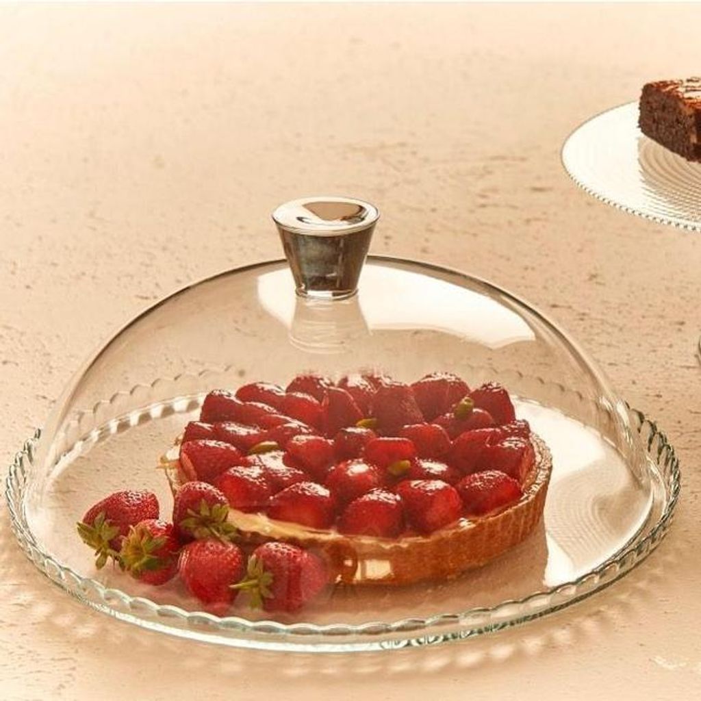 Paşabahçe Kuchenplatte mit Haube Glas mit Deckel Platten