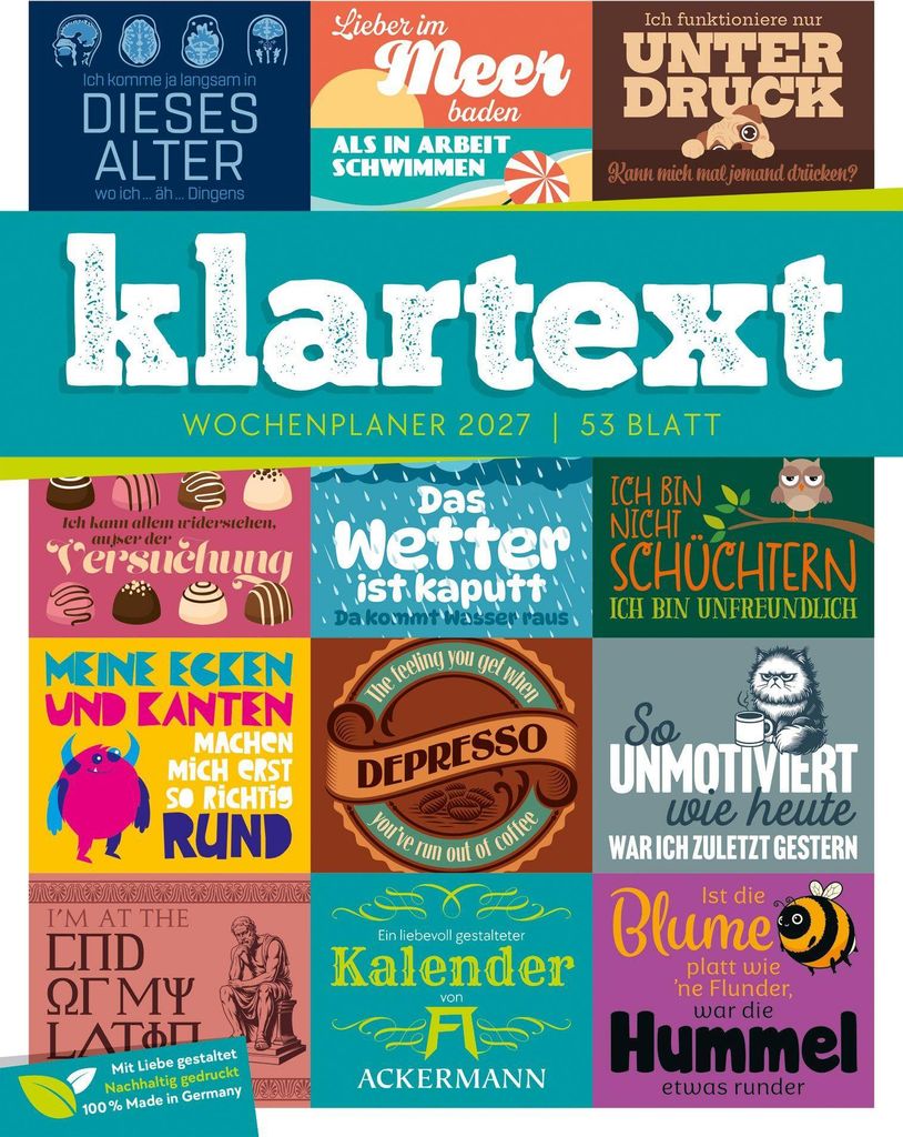 Klartext Sprüchekalender Wochenplaner 2027