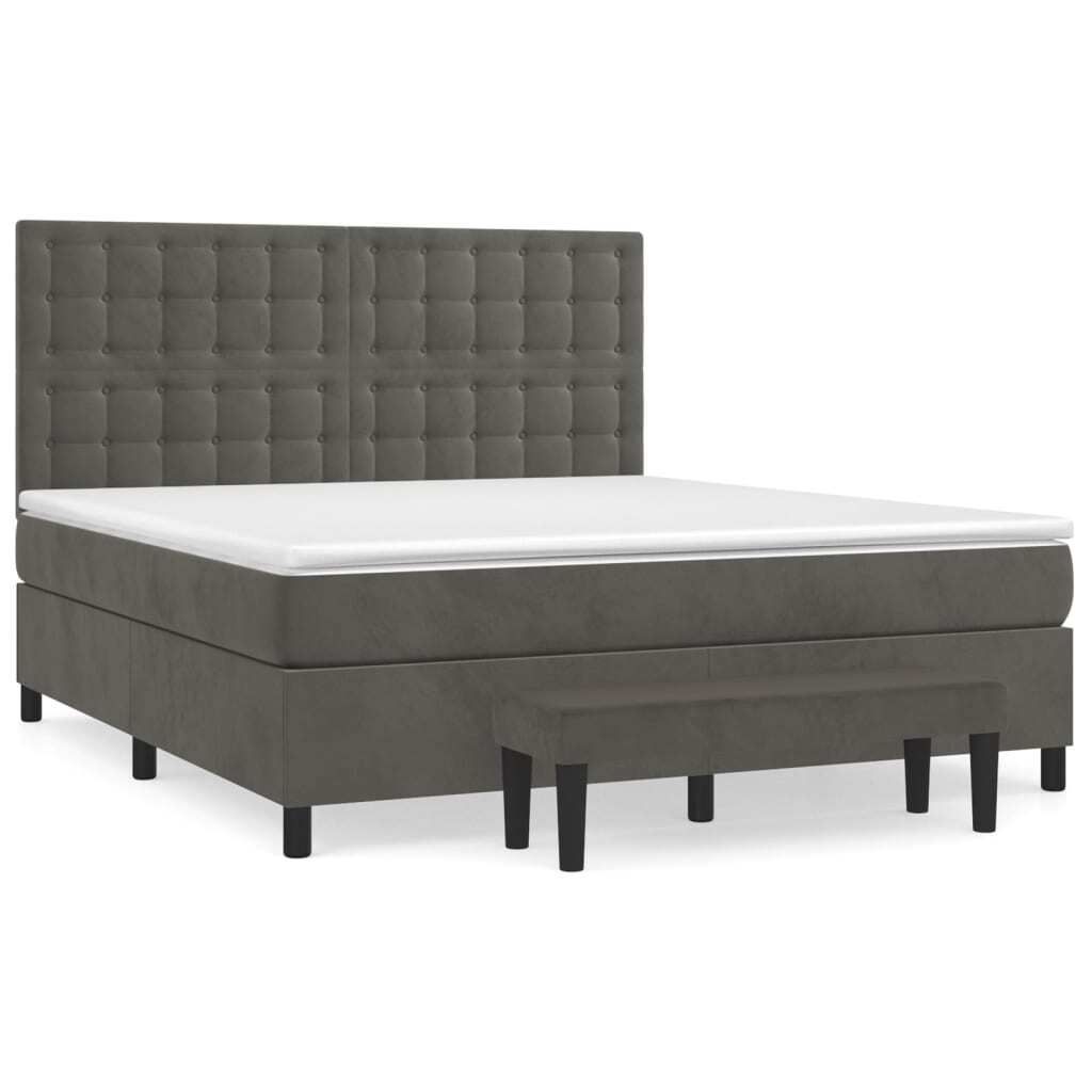"2026 Aktion"Boxspringbett Modernes/Doppelbett - Polsterbett Erwachsene/r /Kind - mit Matratze Dunkelgrau 160x200cm Samt - Klassische Betten NeuMö...